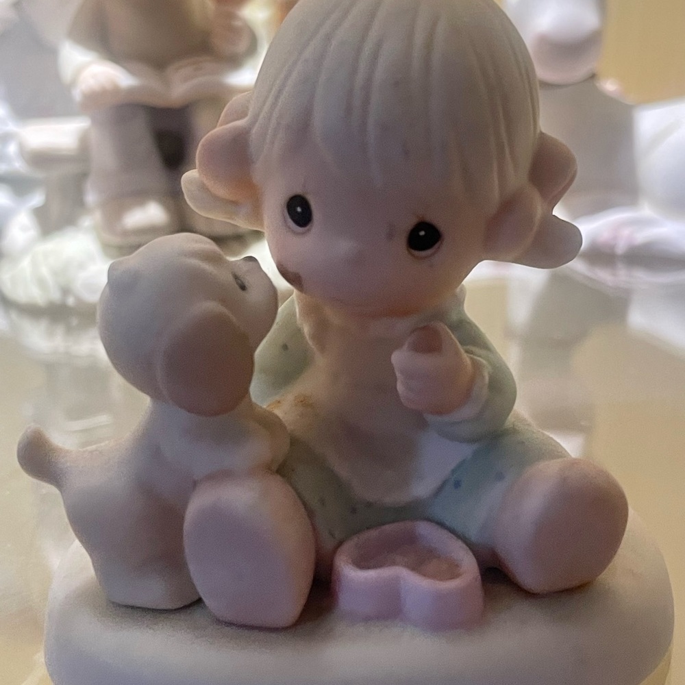 Precious Moments Vintage Porcelain Figurine Collectible Girl & Puppy